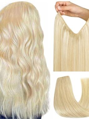 16” 100% Human Blonde Hair Extensions with Invisible Wire